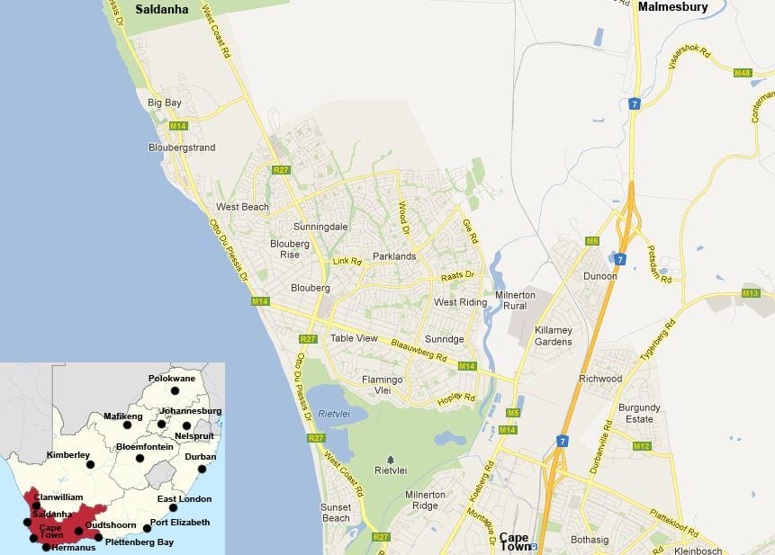 kart over blouberg