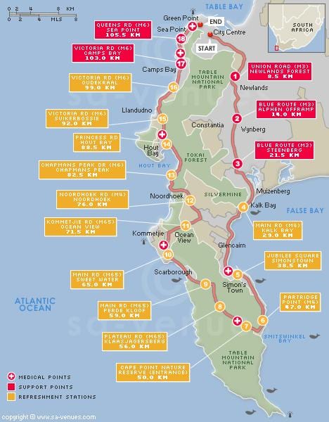 kart over cape argus rute