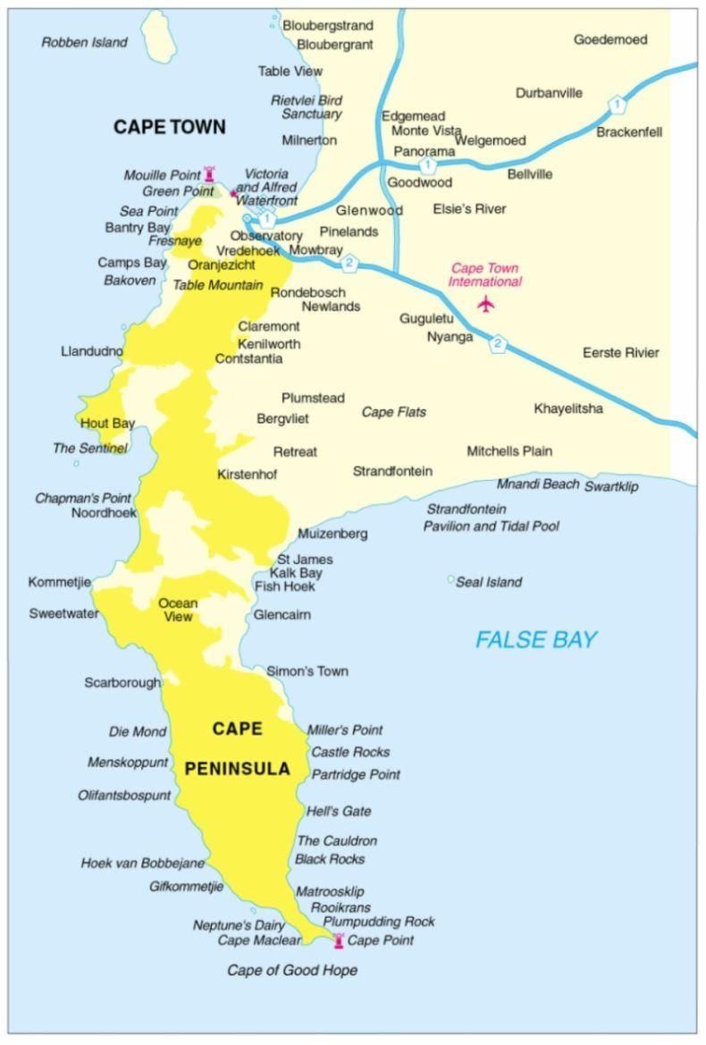 Cape Town (halvøya kart