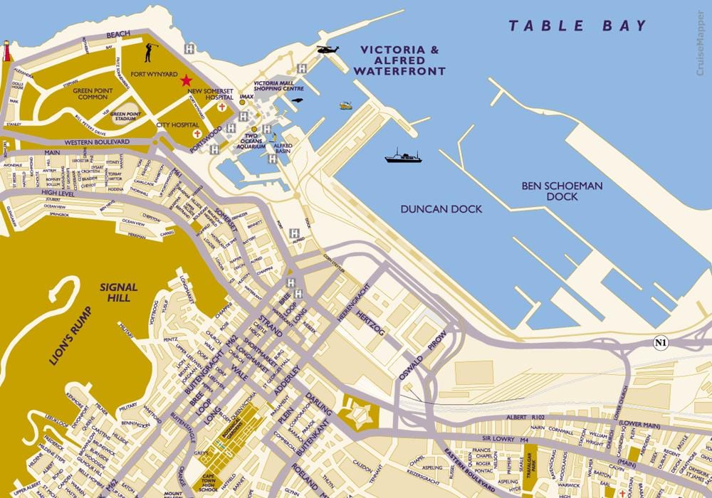 kart over Cape Town cruise terminal