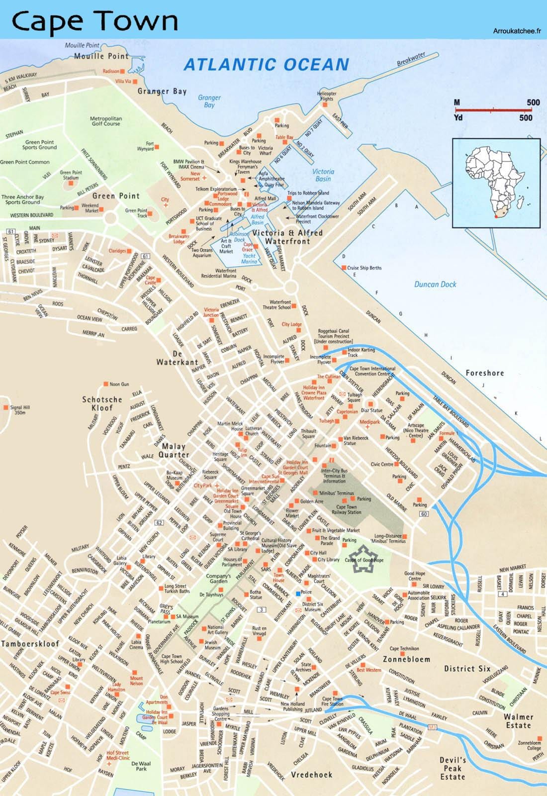 street map of Cape Town, Sør-Afrika