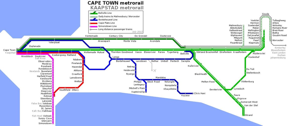 kart over Cape Town t