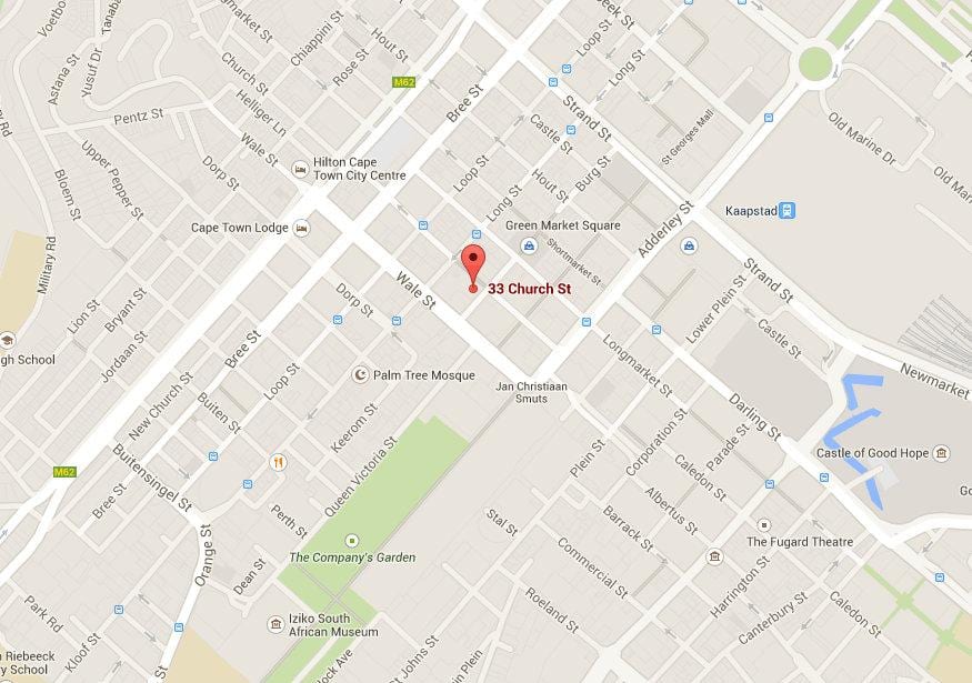 kart av church street i Cape Town 