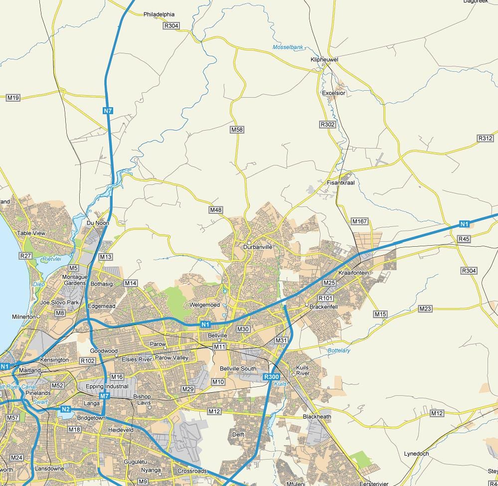 kart over durbanville forstedene