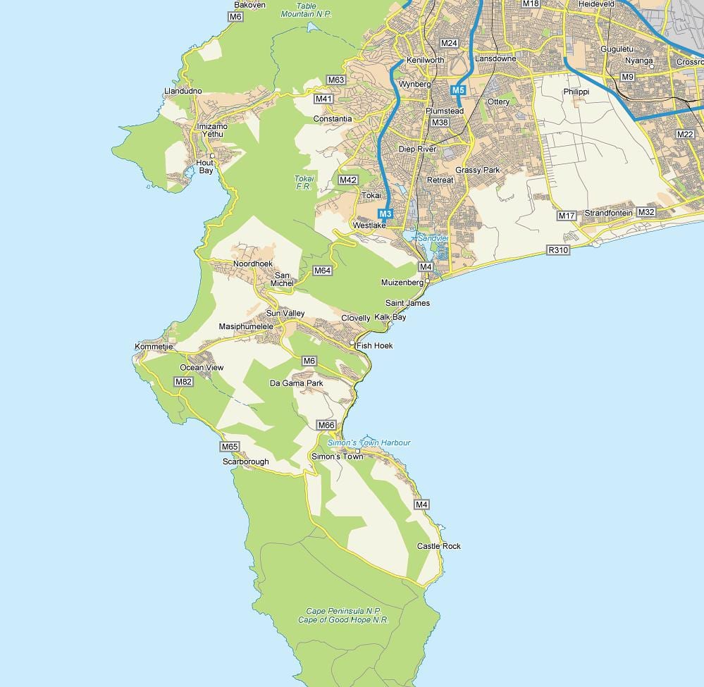 kart av fish hoek Sør-Afrika