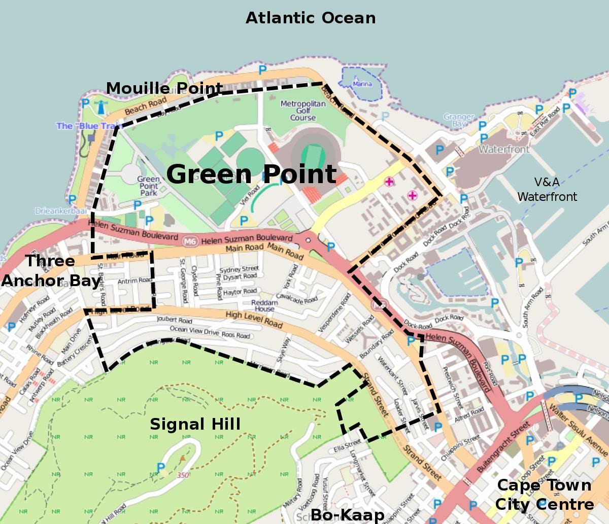 green point i Cape Town kart