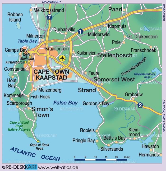 kart over Cape Town