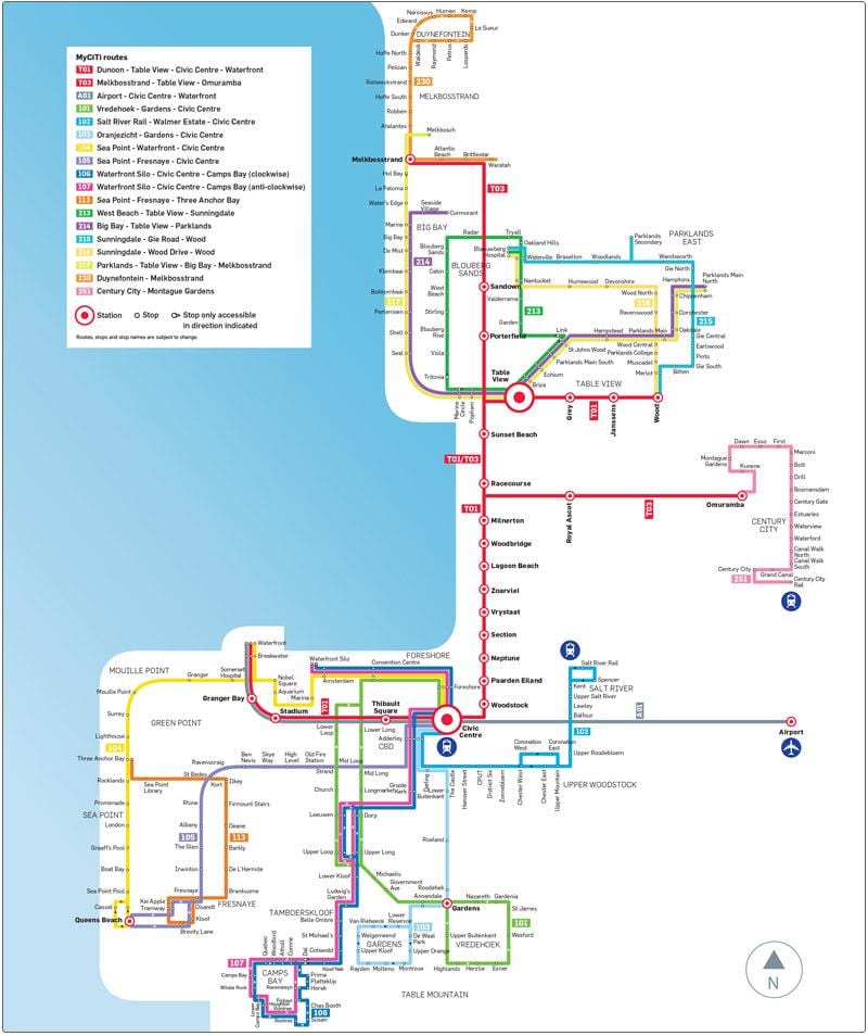 Cape Town myciti buss rute kart