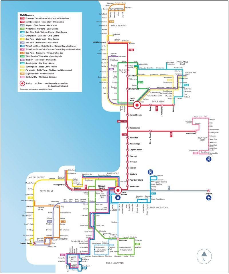 myciti buss rute kart