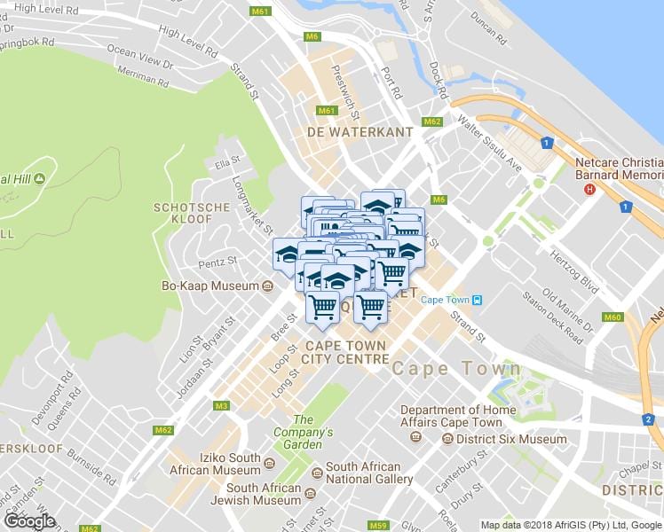 kart over shortmarket street i Cape Town