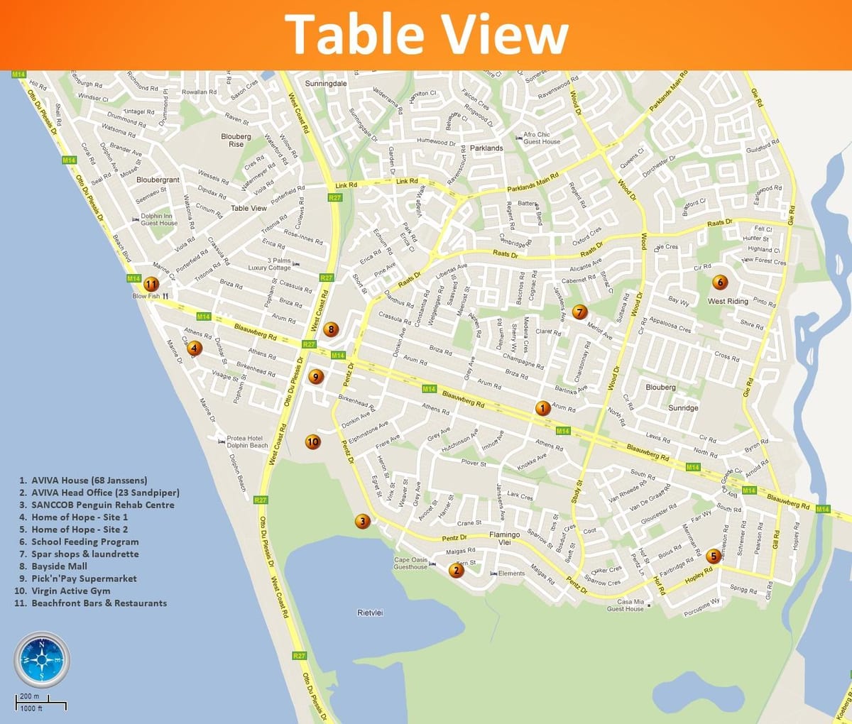 kart over table view Cape Town