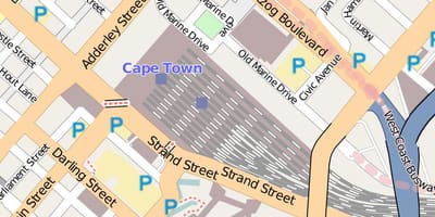 Kart over barrack street i Cape Town