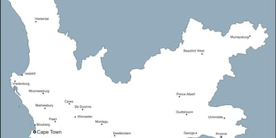 Blank kart over Cape Town