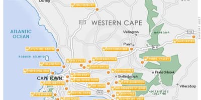 Kart over Cape Town golf kurs 