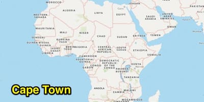 Cape Town plassering på verdenskartet
