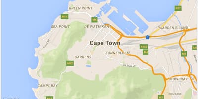 Kart over de waterkant i Cape Town