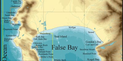 Kart av false bay Cape Town