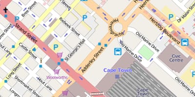 Kart over heerengracht street i Cape Town