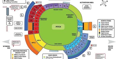 Newlands cricket stadion kart