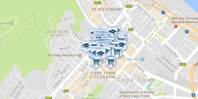 Kart over shortmarket street i Cape Town