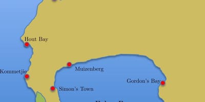 Kart av simon ' s town, Sør-Afrika