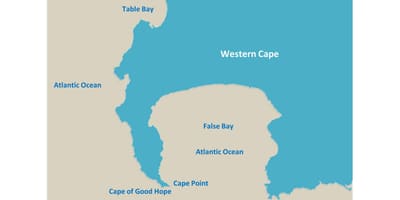Kart over table bay, Sør-Afrika