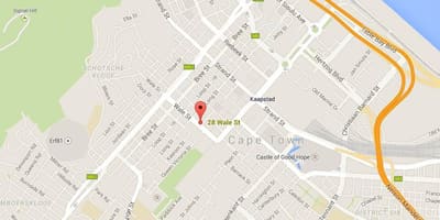Kart over wale street i Cape Town